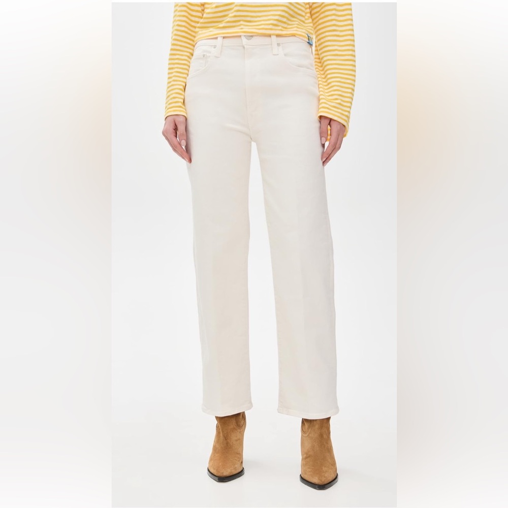 Mother denim rambler high rise ankle straight jeans - Cream Puff